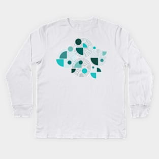 Blue abstract geometric modern minimal Kids Long Sleeve T-Shirt